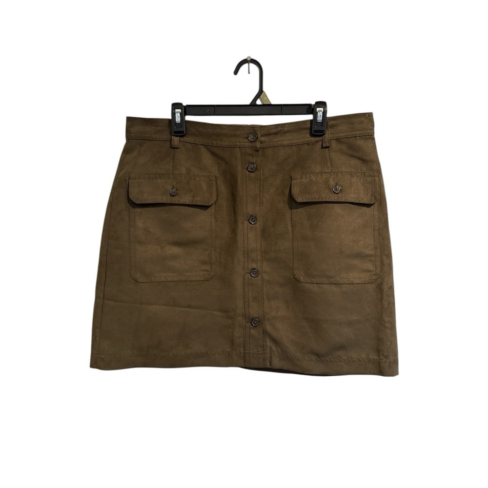 Banana Republic suede skirt Portia Vegan brown/khaki olive green Size 16 Lined